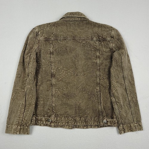 Vintage Chicos Design Jacket Womens 1 Brown Cotton Embroidered Button Up Pockets - Picture 2 of 10