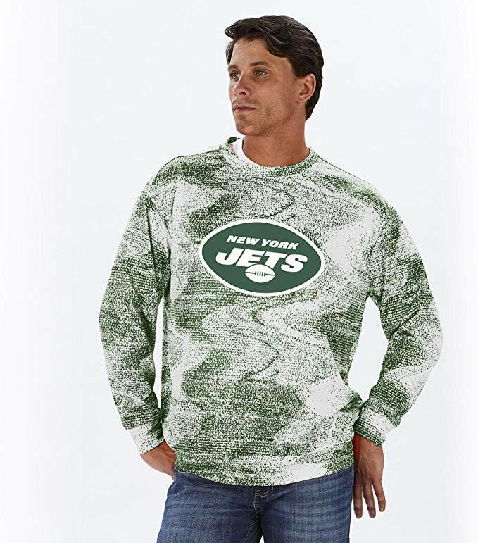Мужская толстовка Zubaz NFL Football Mens New York Jets со статичным круглым вырезом