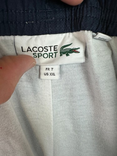 Lacoste Sport Shorts Men Sz XXL Blue Sweat Shorts Drawstring Logo Pockets Trunks - Picture 6 of 9