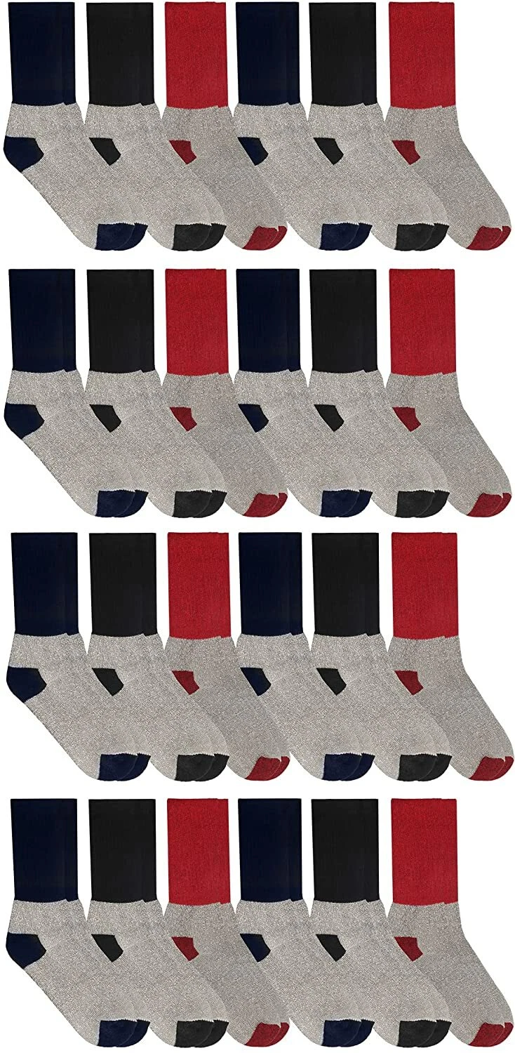 24 Mens & Womens Cotton Thermal Crew Socks, Boot Sock (Assorted Mens 10-13)
Opens in a new window or
