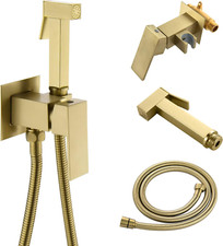 Brushed Gold Warm Water Bidet Sprayer with Brass Valve for Family and Pets