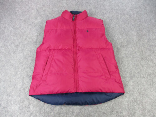 NEW Ralph Lauren Vest Girls Large 12 14 Pink Blue Reversible Down Puffer Youth - Afbeelding 1 van 14