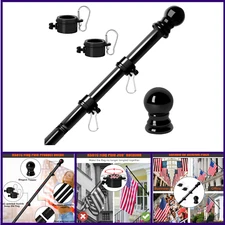Flag Poles for Outside House 6FT Stainless Steel Metal Black Flag Pole kit Tangl