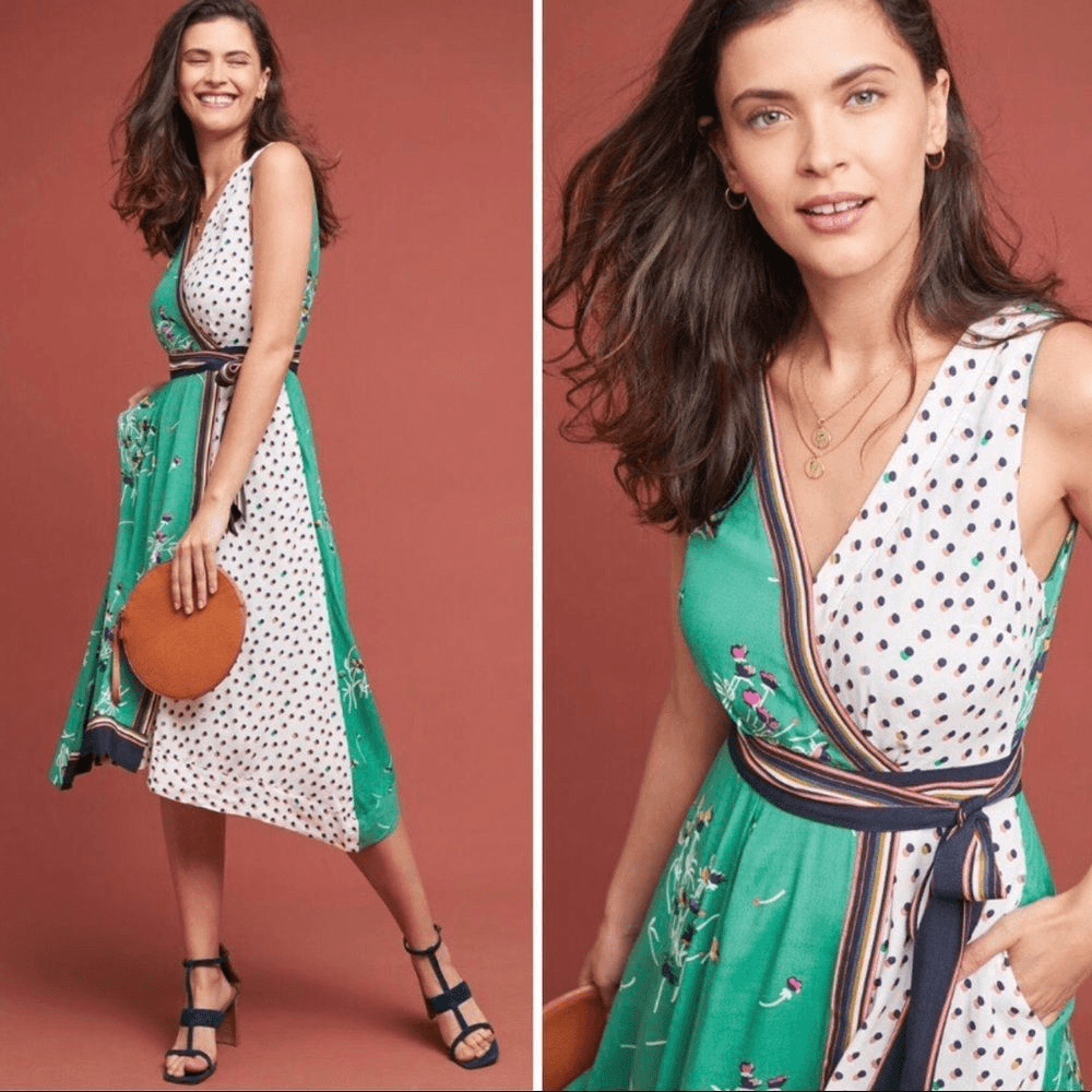 maeve green dress anthropologie Maeve 3D Floral Sleeveless Midi Dress