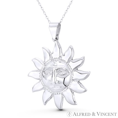 Sonnengesicht Inka Maya Gott Stammesschmuck Charm 0,925 Sterlingsilber Boho Anhänger