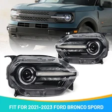 Pair Headlights For 2021-2024 Ford Bronco Sport Non-HALO Projector Headlamps Set