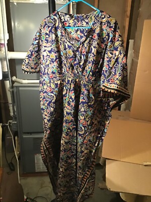 Kurta Indian Floral Pattern One Piece Gown By Singapore Collection Women S Sz Xl Ebay