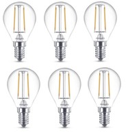 6X Philips Led Filament Tropfen E14 2W = 25W Warmweiß 250Lm Eek:F (Spektrum A-G)