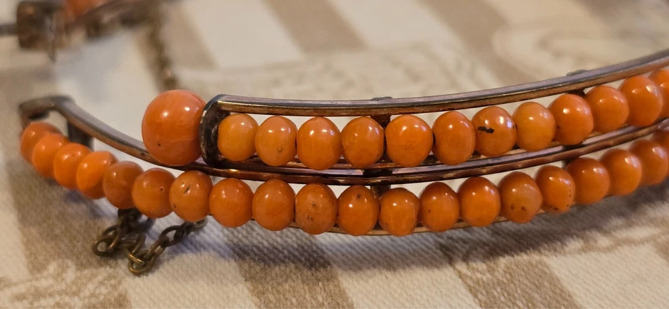 Elegante y refinado Vintage Pulcera de Coral auténtico, Tombac - Imagen 2 de 4
