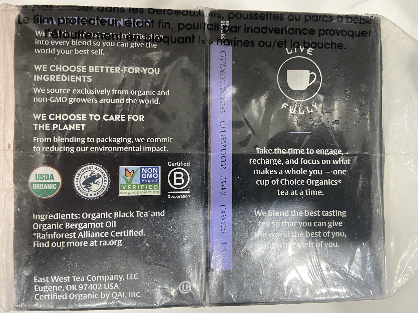 Choice Organic Teas  Organic Earl Grey Black Tea   16 Bag (Pack of 6)