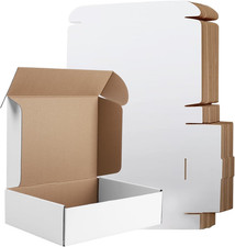 11X8X2 Inches Shipping Boxes Set of 25, White Corrugated Cardboard Box, Mailer B