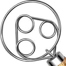 Danish Dough Whisk For Bread Sourdough Wooden Handle & Stainless Steel Hook