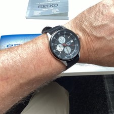 SEIKO Reverse Panda Chronograph Cal 7T62 with papers, on single pass Nato strap