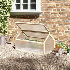 Image of Wood Cold Frame Greenhouse Garden Polycarbonate Grow House for Plants Flowers