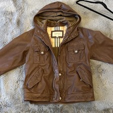 Burberry Authentic Kids Leather Jacket Brown 10y 140 cm Boy Girl