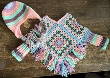 Size 2t/4t Sleeved Poncho With Matching Hat Set For girls