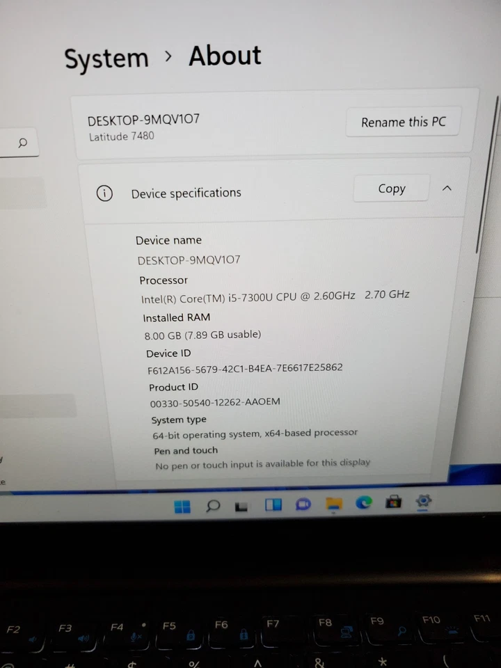 戴尔 Latitude 7480 14 英寸笔记本电脑 i5-7300U 2.6GHz 8GB RAM 128GB 固态硬盘 Win11 #69 — 第 2/4 张图片