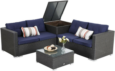#ad Outdoor Furniture Rattan Patio Furniture Set Patio Conversation Set Wicker Sofa $252.06