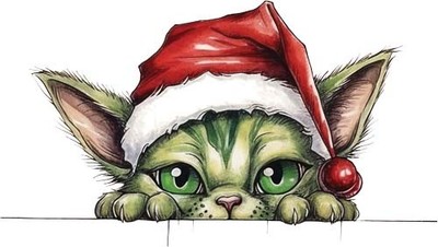 Grün Weihnachten Grinch Katze Wandbild Schlafzimmer Kinderzimmer Vinyl Aufkleber Abziehbild 6 Größen