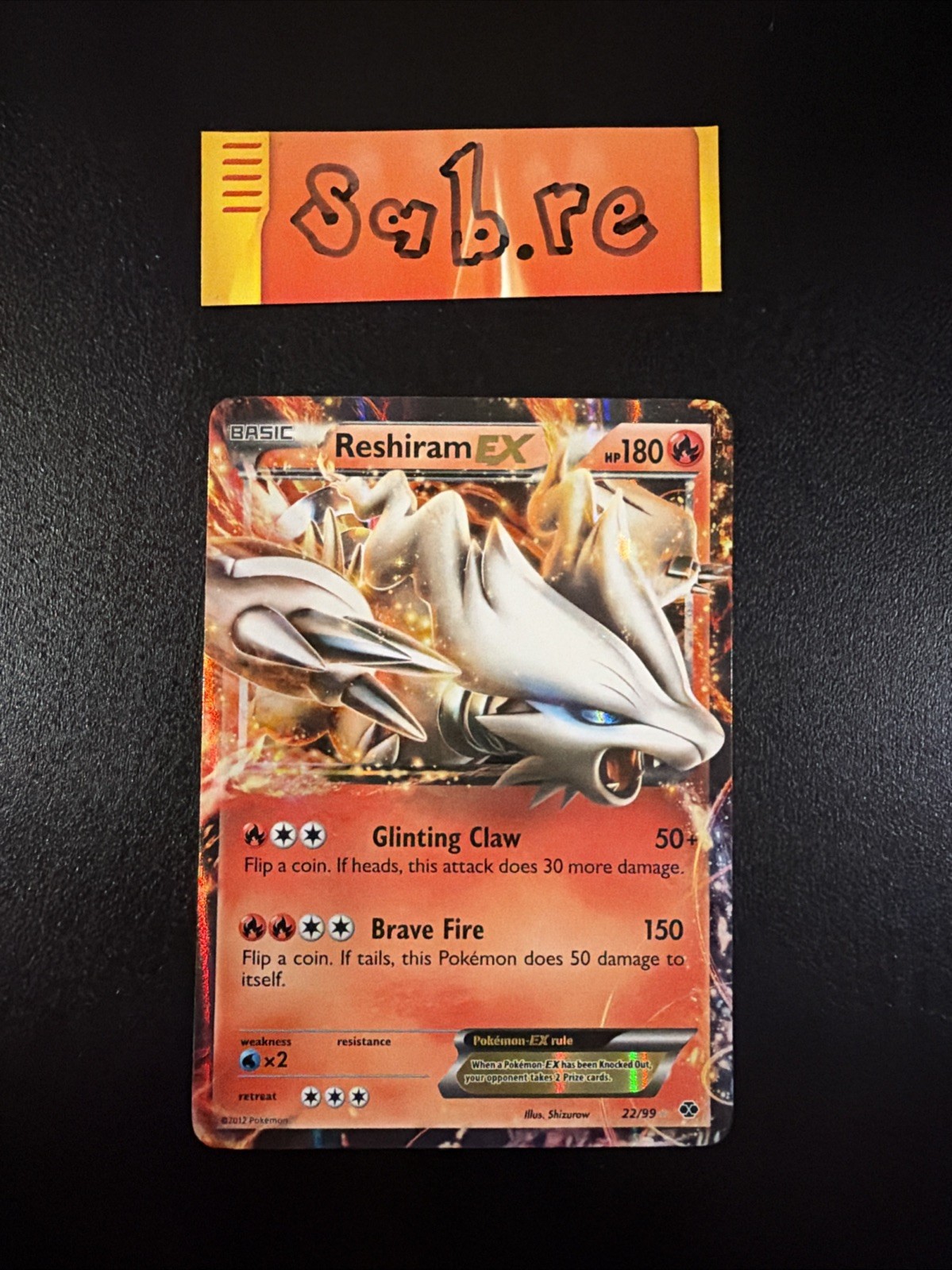 NM Condition Reshiram EX Half Art BW Next Destinies 22/99 Pokémon Card 