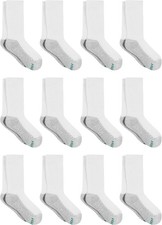 Hanes Boys' Socks, Double Tough Cushioned Crew Socks, 12-pair Packs