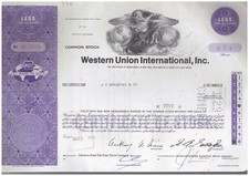 Historisches Wertpapier Aktie Western Union International, INC.  1968 098