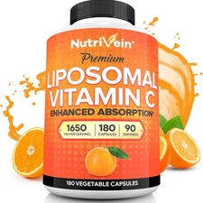 Premium Liposomal Vitamin C Supplement 1650mg - 180 Caps: High-Absorption Hig...