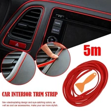 5M Red Point Molding Edge Gap Line Strip For Car Interior Accessories W/ Scraper