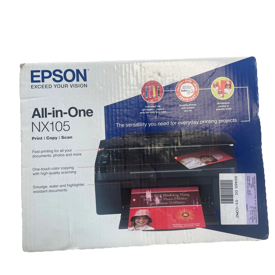 NEW Epson Stylus NX105 Print Copy Scan All-In-One Inkjet Black Color Printer - Image 2 of 4