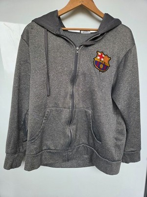 FC Barcelona Soccer Hoodie Zip Gray FCB Logo Mens Medium  Sweatshirt