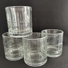 Vintage Anchor Hocking Manchester Clear Tartan Set Of 4 Old Fashioned Glasses