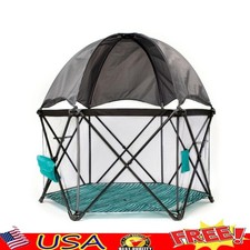 Portable Toddler Playard W/ Canopy Indoor Outdoor Travel Storage Baby Safety New