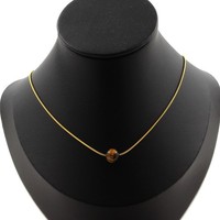 Steine Und MinéRaux. Halskette 1 Perle Tigerauge 8 MM Kette Stahl Golden