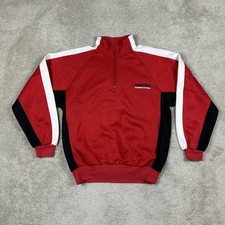 Vintage Nautica Competition Sweatshirt Mens Medium Red Quarter Zip 90s Made USA