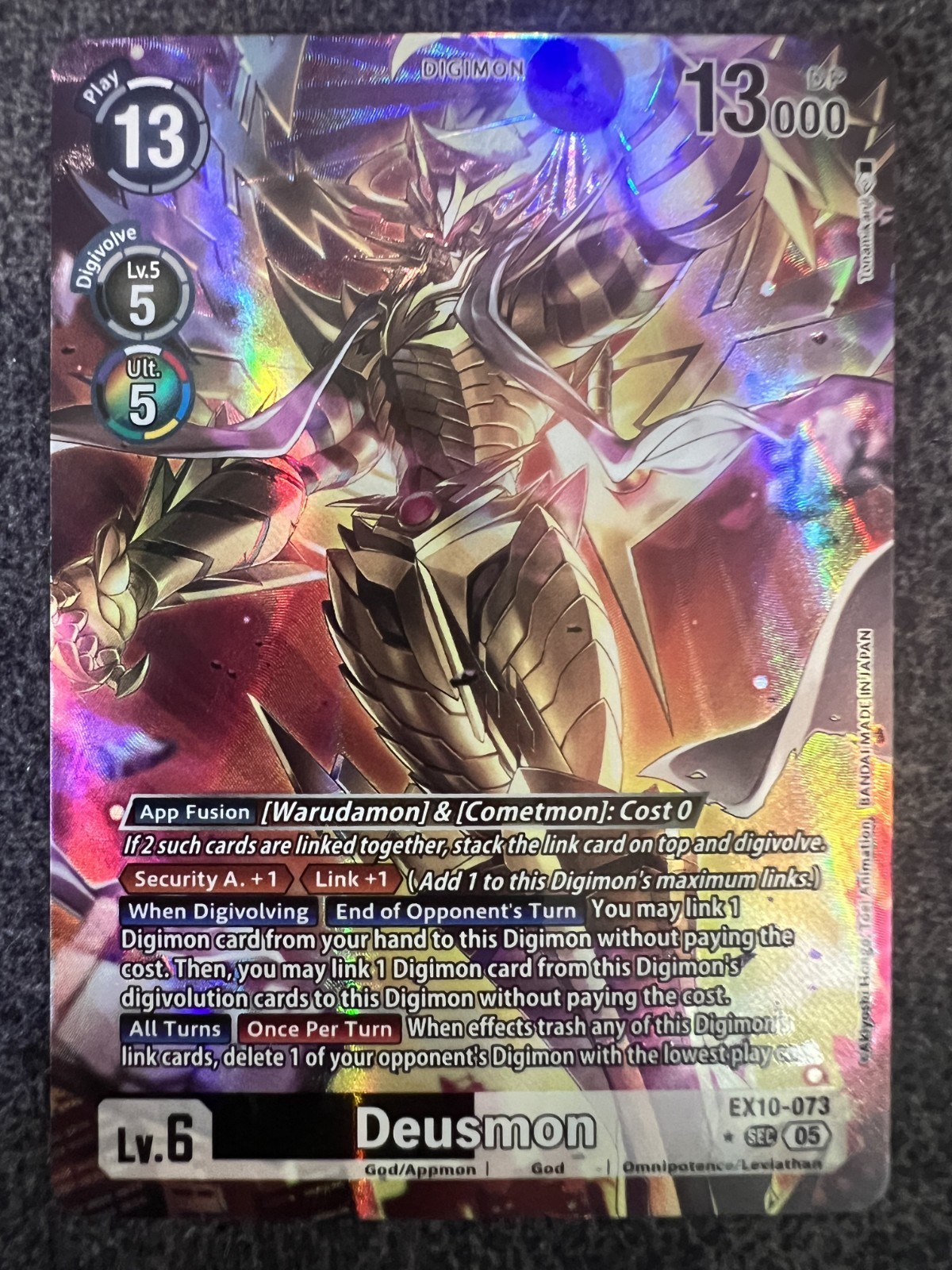 Digimon Card Game Deusmon EX10-073 Secret Rare Alternate Art NM