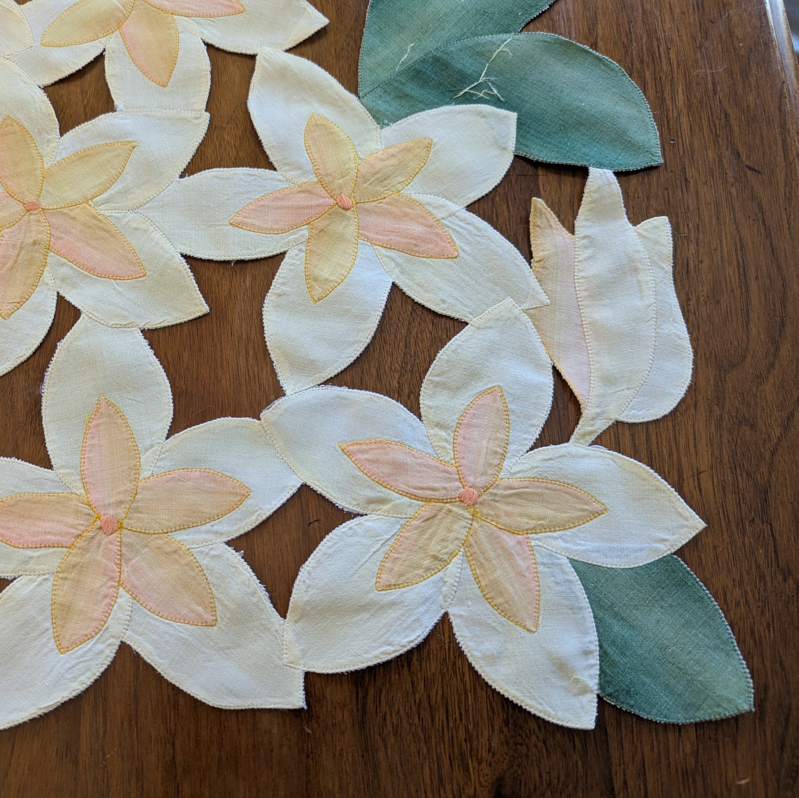 Vintage  Cotton Table Runner, Buffet or Dresser Scarf. Master Appliqué   72”x16”