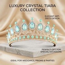 Baroque Opal Luxury Crystal Tiara Crown Bridal Wedding Rhinestone Headpiece