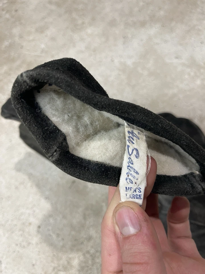 Mitones de cuero vintage años 40 50 para hombre grandes forrados de piel negro hebilla ajustador EE. UU. Foto 4 de 4