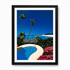 Hiroshi nagai - Swimming Pool, vapo Framed Wall Art Poster Canvas Print Picture