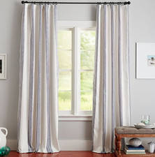 Pottery Barn Riviera Stripe Porcelain Black 50x84 2 In 1 Pole Top Curtain Qty 1