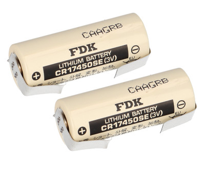 2x FDK Lithium 3V Batterie CR 17450SE A - Zelle U Lötfahne Temperaturbereich -40