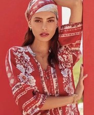 Johnny Was Zoi 100 Silk Button Down Floral Blouse Top Tunic Boho Festival