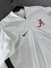 Nike Alabama Crimson Tide Team Issued Jacket Mens Medium White Dri Fit 1/4 Zip