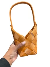 Vintage Rattan Cross Weave Wall Basket