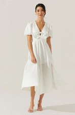 ASTR the Label Women's Citrine Linen Bow Front Midi Dress In White