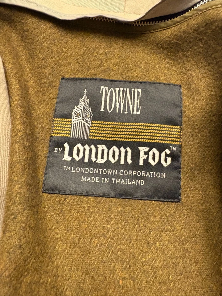 Винтажный Towne на London туман женщин желтовато-коричневый съемный вкладыш подпоясанный Тренч размер 8 - Изображение 3 из 4