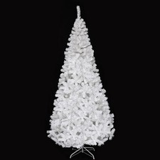 8FT White Artificial Christmas Tree Realistic Xmas Tree With Metal Stand
