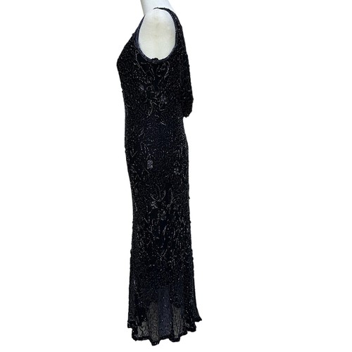 Rare Scala Vintage Y2K Black Sequins Silk Evening Gown Open Back Large - 第 7/9 張圖片