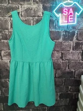 One Clothing Dress Women's XL Knee Length Green Casual Beach Sleeveless   [LF10]