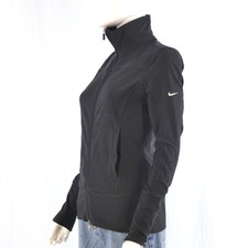 Nike Vintage Jacket Black Womens Track Jacket Front Zip Top High Neck Size S